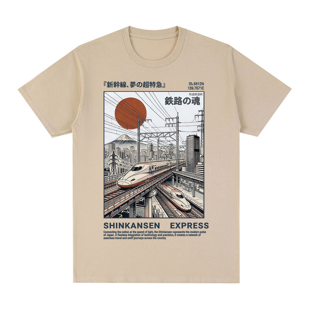 Poster Men Fashion - Shinkansen Express Train Illustration T-shirt Retro