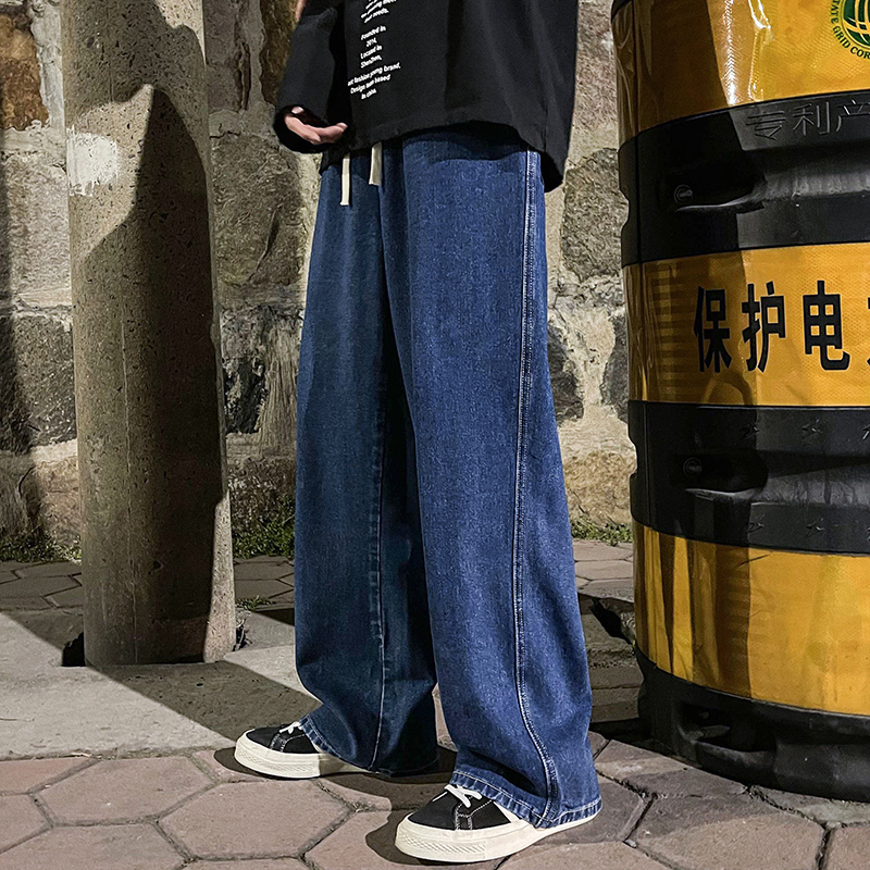 Korean Fashion Men's Baggy Jea - Men'S Fashion Grey Jeans ulasan dan harga