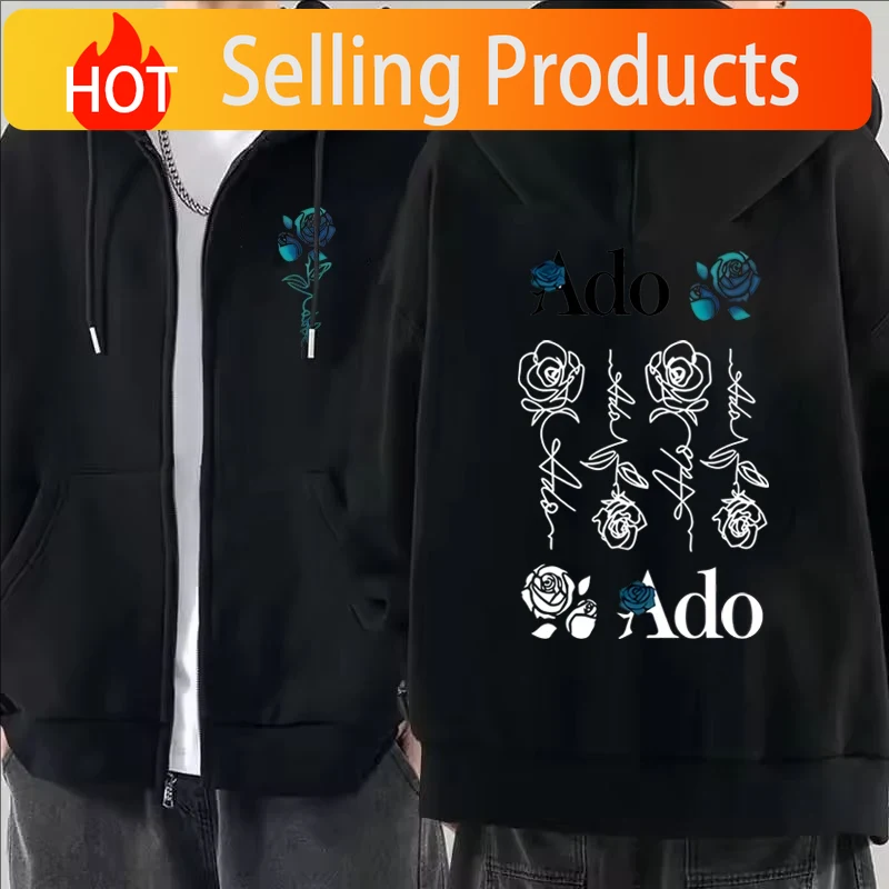 2026 Ado Graphic Printed Zippe - Mens Fashion Zip Up Hoodies ulasan dan harga