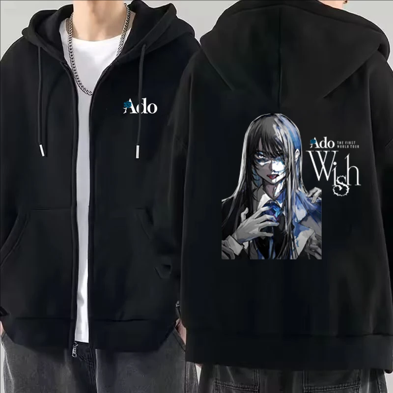 2026 Ado Graphic Printed Zippe - Mens Fashion Zip Up Hoodies ulasan dan harga