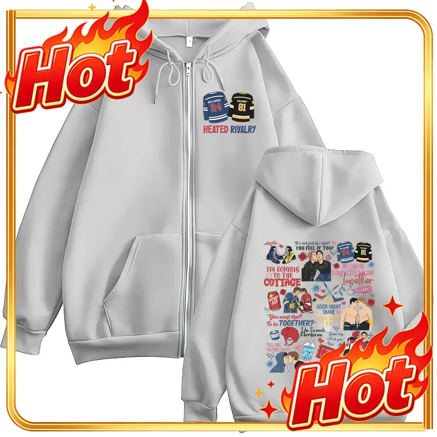Heated Rivalry Print Zipper Ho - Mens Fashion Zip Up Hoodies ulasan dan harga